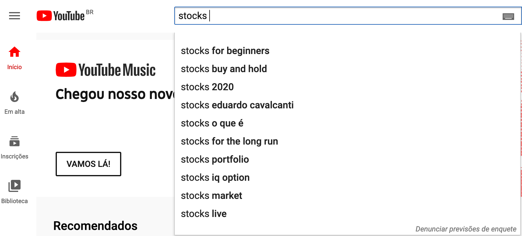 Stocks.Algoritmo Youtube